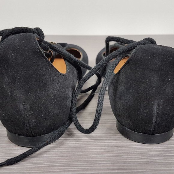 Choe 'Foster' Black Suede Lace-Up Ballet Flat Womens Size 4 / 34 - Picture 10 of 14